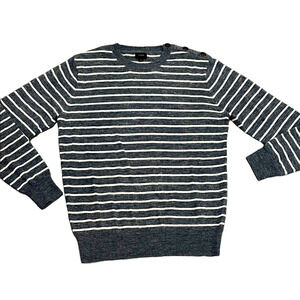 J. Crew Men's blue and White Striped Crewneck Sweater